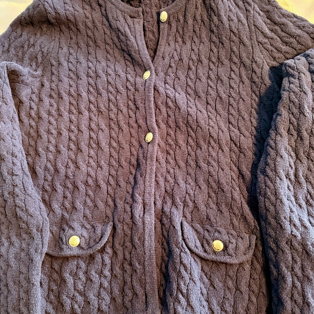 J. Crew Cable Knit Cardigan - Navy Blue